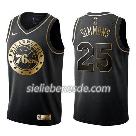 Herren NBA Philadelphia 76ers Trikot Ben Simmons 25 Nike Schwarz Golden Edition Swingman